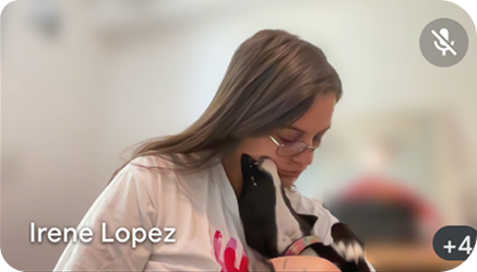 Irene with Macuca, the greyhound